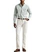 Polo Ralph Lauren Slim Fit Gingham Stretch Poplin Long Sleeve Woven Shirt, Color:Granite Green/White - Image 3