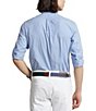 Color:Blue/White - Image 2 - Slim-Fit Poplin Check Stretch Long-Sleeve Woven Shirt