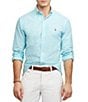 Color:Aegean Blue - Image 1 - Slim-Fit Solid Stretch Oxford Long-Sleeve Woven Shirt