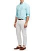 Color:Aegean Blue - Image 3 - Slim-Fit Solid Stretch Oxford Long-Sleeve Woven Shirt