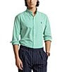 Color:Summer Emerald/White - Image 1 - Slim Fit Striped Stretch Poplin Long Sleeve Woven Shirt