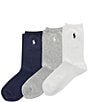 Polo Ralph Lauren Solid Crew Socks, 3 Pack - Image 1