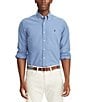 Color:Bastille Blue - Image 1 - Solid Garment-Dye Oxford Classic Fit Long Sleeve Woven Shirt