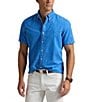 Polo Ralph Lauren Solid Garment-Dye Oxford Short Sleeve Woven Shirt, Color:Blue Orbit - Image 1