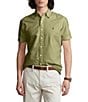 Color:Sage Green - Image 1 - Solid Garment-Dye Oxford Short Sleeve Woven Shirt