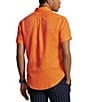 Color:Bright Signal Orange - Image 2 - Solid Linen Short Sleeve Woven Shirt