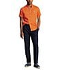 Color:Bright Signal Orange - Image 3 - Solid Linen Short Sleeve Woven Shirt