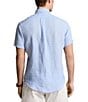 Color:Blue Hyacinth - Image 2 - Solid Linen Short Sleeve Woven Shirt