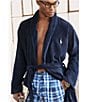 Polo Ralph Lauren Solid Microfiber Plush Robe, Color:Cruise Navy - Image 5