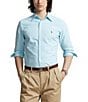 Color:Aegean Blue - Image 1 - Solid Oxford Long-Sleeve Woven Shirt