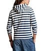 Color:Clancy Blue/Nevis - Image 2 - Striped Big Pony Long Sleeve Hooded T-Shirt