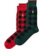 Polo Ralph Lauren Tripped Buffalo Check Pattern Socks 2-Pack - Image 1