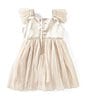 Color:Ivory/Champagne - Image 2 - Baby Girls 12-24 Months Flutter-Sleeve Tulle Dress