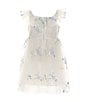 Color:White/Blue - Image 2 - Little Girls 2-7 Flutter Sleeve Embroidered Fit & Flare Dress