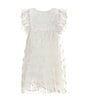 Color:Ivory - Image 1 - Little Girls 2-7 Flutter Sleeve Embroidered Mesh Fit & Flare Dress