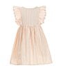 Color:White/Pink - Image 1 - Little Girls 2-7 Flutter-Sleeve Striped Lace Fit & Flare Dress