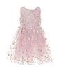 Color:Pink - Image 1 - Little Girls 2-7 Sleeveless Floral-Embroidered Fit & Flare Dress