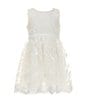 Color:White - Image 1 - Little Girls 2-7 Sleeveless Patterned Lace/Mesh Fit-And-Flare Dress