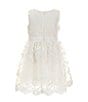 Color:White - Image 2 - Little Girls 2-7 Sleeveless Patterned Lace/Mesh Fit-And-Flare Dress