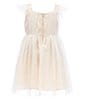 Color:Cream - Image 2 - Little Girls 2-8 Tulle Flutter Sleeve Dress