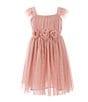 Color:Dusty Pink - Image 1 - Little Girls 2-8 Tulle Flutter Sleeve Dress