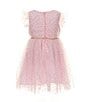 Popatu Little Girls Flutter-Sleeve Glitter-Mesh Tutu-Skirted Fit-And-Flare Dress, Color:Pink - Image 2