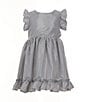 Popatu Little Girls Flutter-Sleeve Shimmer Fit-And-Flare Dress, Color:Silver - Image 1