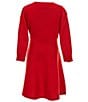 Color:Red/Ivory - Image 2 - Big Girls 7-16 3/4 Sleeve Faux-Pearl-Front Sweater Dress
