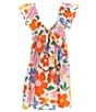 Color:Ivory Multi - Image 2 - Big Girls 7-16 Floral Tie-Back Dress