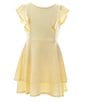 Color:Pale Yellow - Image 1 - Big Girls 7-16 Flutter-Sleeve Double Hem Fit-And-Flare Dress