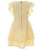Color:Pale Yellow - Image 2 - Big Girls 7-16 Flutter-Sleeve Double Hem Fit-And-Flare Dress