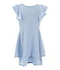 Color:Powder Blue - Image 1 - Big Girls 7-16 Flutter-Sleeve Double Hem Fit-And-Flare Dress