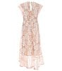 Color:Blush - Image 2 - Big Girls 7-16 Lace High-Low Fit & Flare Dress