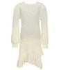 Color:Ivory - Image 1 - Big Girls 7-16 Long Sleeve Cabled Sweater-Knit Dress