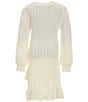 Color:Ivory - Image 2 - Big Girls 7-16 Long Sleeve Cabled Sweater-Knit Dress