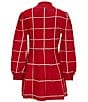 Color:Red/Silver - Image 2 - Big Girls 7-16 Long Sleeve Plaid Sweater Dress
