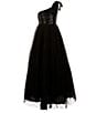Color:Black - Image 1 - Big Girls 7-16 One-Shoulder Sequin Bodice Ballgown