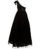Color:Black - Image 2 - Big Girls 7-16 One-Shoulder Sequin Bodice Ballgown