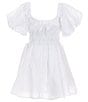 Poppies and Roses Big Girls 7-16 Puffed Sleeve Patterned Peasant Dress, Color:White - Image 2