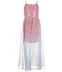 Color:Pink Multi - Image 1 - Big Girls 7-16 Sequin Embellished Ombre Walk-Through Ballgown