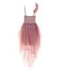 Color:Lilac/Mauve - Image 2 - Big Girls 7-16 Sequin-Embellished/Tiered Mesh-Skirted High-Low-Hem Ballgown