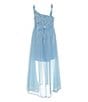 Color:Powder Blue - Image 2 - Big Girls 7-16 Sequin Overlay Walkthrough Gown
