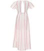 Poppies and Roses Big Girls Short Sleeve Maxi Stripe Walk-Through Romper, Color:Ivory/Pink - Image 2