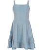 Color:Powder Blue - Image 1 - Big Girls 7-16 Shoulder Strap Sleeveless Tie Back Dress