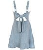 Color:Powder Blue - Image 2 - Big Girls 7-16 Shoulder Strap Sleeveless Tie Back Dress