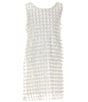 Color:White/Silver - Image 1 - Big Girls 7-16 Sleeveless Beaded Chain-Patterned Mesh Shift Dress