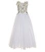 Color:White - Image 1 - Big Girls 7-16 Sleeveless Embellished-Bodice/Sheer Overlay Skirted Ballgown