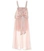 Color:Blush - Image 2 - Big Girls 7-16 Sleeveless Lace Split Front Sheer Overlay Walk-Through Ballgown