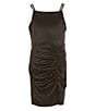 Color:Black - Image 1 - Big Girls 7-16 Sleeveless Satin Ruched Dress