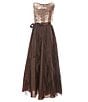 Color:Brown/Multi - Image 1 - Big Girls 7-16 Sleeveless Sequin Bodice Corkscrew Maxi Dress